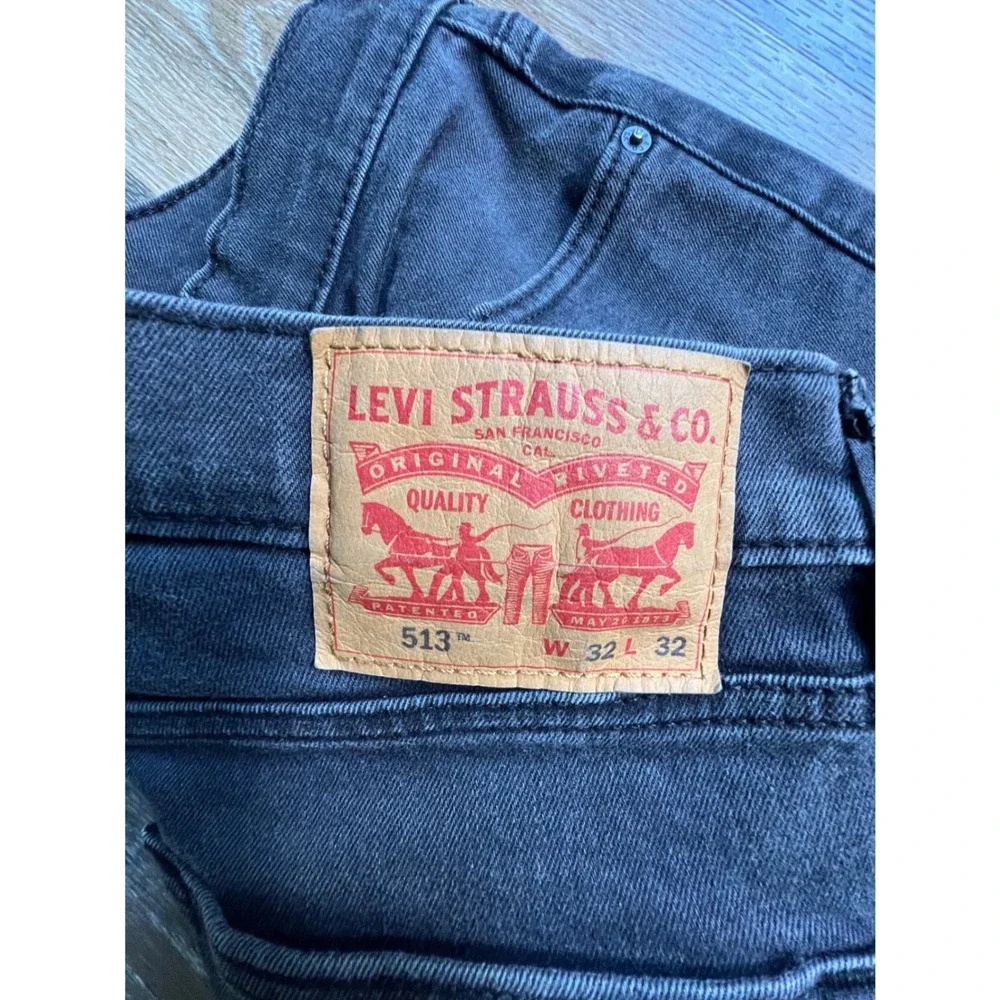 Levi's 513 Slim Straight Jeans Mens 32x32 Black Faded Denim Pants